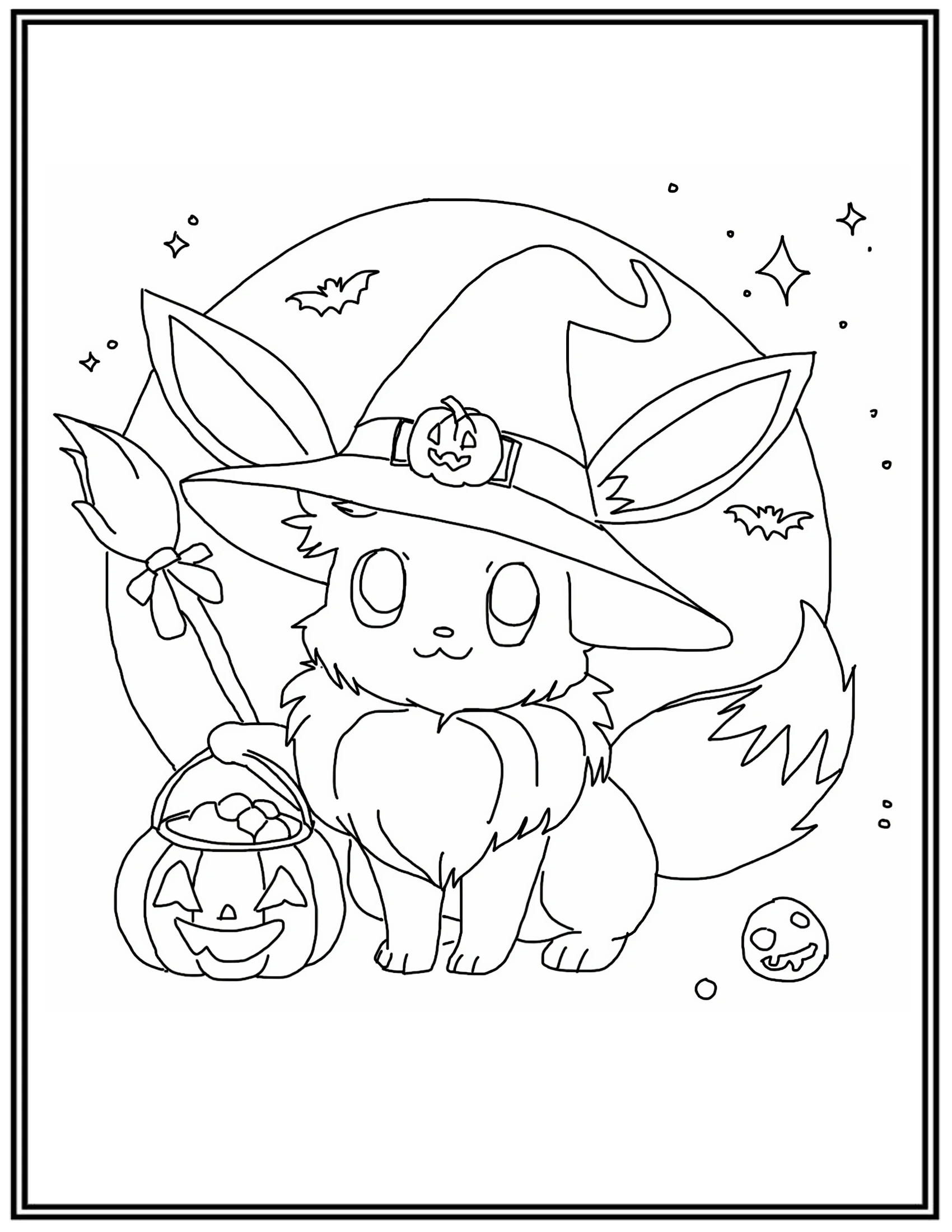 Halloween Eevee Coloring Pages 1